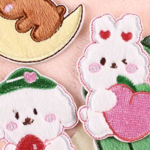 Stock Self Sticker Kawaii Embroidery Cartoon Furry Rabbit Goose Dinosaur Dog Cat Patch for Bag Phone case Decoration - Product Image 3