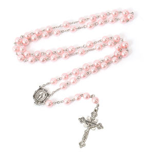 진주 8mm 비즈 묵주 목걸이 세인트 메리 아버지 센터피스 성체 묵주 - Product Image 5