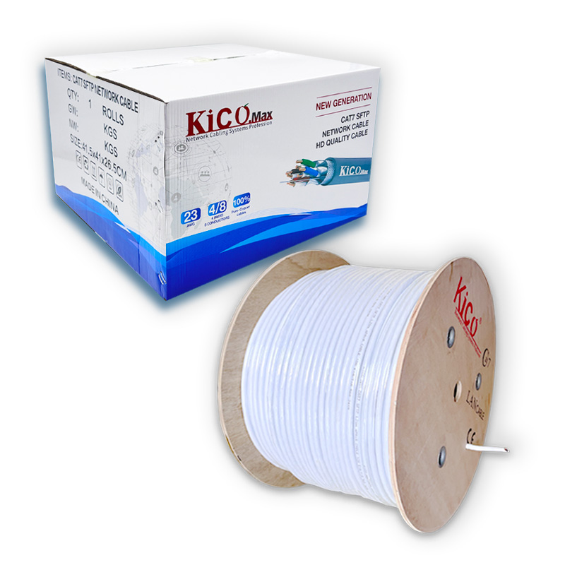 Kico สายแลนทองแดงเปลือยความเร็วสูง10g Cat7 305m สายเคเบิลเครือข่าย7ป้องกันบิดคู่ม้วน1000ft