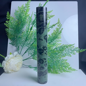 Cilindro di <span class=keywords><strong>diaspro</strong></span> Kambaba bohémien-<span class=keywords><strong>pietra</strong></span> naturale lucidata con motivi floreali e astratti, Design marmorizzato <span class=keywords><strong>verde</strong></span> e nero - Product Image 2