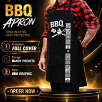Tablier de barbecue amusant en polyester pour hommes - Cadeau rigolo pour les maîtres du barbecue, père, beau-père, mari, petit ami, frère - Lavable en machine