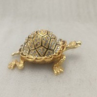 Nouvelle statue en métal émaillé d'animal réaliste, petite taille, sculpture de tortue en métal pour cadeau du Nouvel An