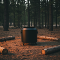 Brasero rond GENO sans fumée, moderne, en métal thermolaqué, pour brûler du bois, portable, pour le camping, en extérieur ou en intérieur