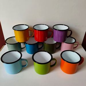 Custom Souvenir Wholesale 12Oz 11Oz 16Oz 8Oz Vintage Custom Logo White Metal Enamel <b>Cups</b> 350Ml for <b>Camping</b> Mug Tea Milk <b>Cup</b> - Product Image 5