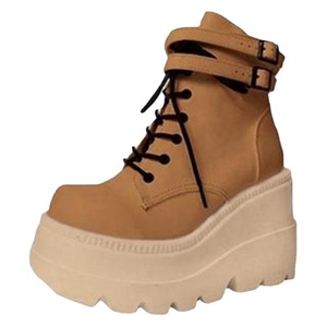 Stivali da <span class=keywords><strong>donna</strong></span> di grandi dimensioni con plateau colorati scarpe sportive casual con tacco a zeppa stivaletti - Product Image 4