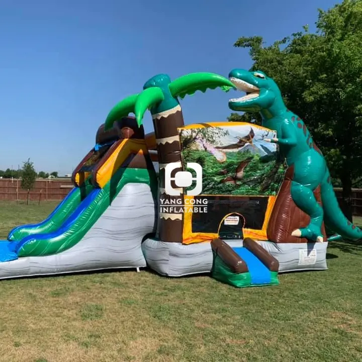 आउटडोर पिछवाड़े बच्चों डायनासोर Inflatable महल उछाल घर कॉम्बो सूखी पक्ष के लिए बिक्री