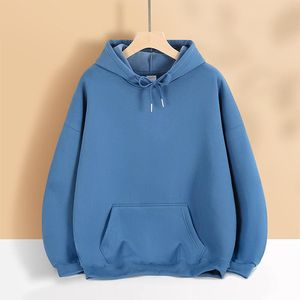 Sweat-shirt à capuche doublé polaire pour femme, en coton épais, à épaules tombantes, vêtement de travail, pour l'automne - Product Image 2