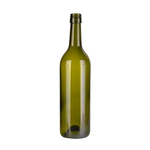 Standaard 750Ml Antieke Groene Duidelijk Bordeaux Wijn Glazen Fles Met Schroefdop
