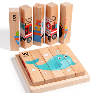 Bloques de Rompecabezas Giratorios para Niños, Aprendizaje del Alfabeto Montessori, Cognición Educativa, Cubos de 4 Caras, Rompecabezas de Madera para Niños - Product Image 3