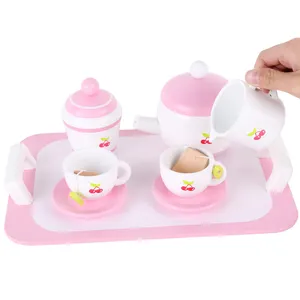 Giocattoli finti rosa in età prescolare all'ingrosso cina cucina cucina Set da tè in legno pomeridiano giocattoli educativi in legno Yiwu