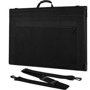 Light Weight Art Portfolio Bag, 18x24 Black Art Canvas Portfolio Case with Detachable Shoulder Strap, Leather Corners, Carrying