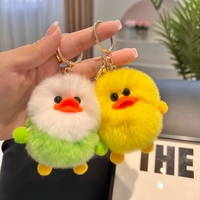 Mignon Pendentif Sac en Peluche Pompon Canard Doux et Moelleux, Porte-clés Boule de Fourrure Lapin Adorable, Poupée en Peluche, Ornements pour Sac à Dos, Porte-clés