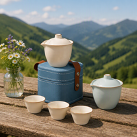 Ensemble de thé en céramique NEWELL pour les voyages, théière chinoise, tasse à thé, kit cadeau pour pique-nique, camping et cérémonie du thé portable