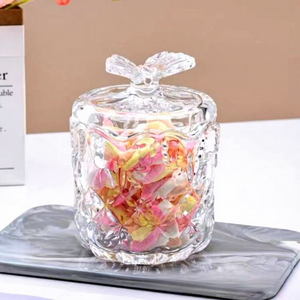Pot de <span class=keywords><strong>rangement</strong></span> en verre de style européen, luxe léger, avec couvercle, polyvalent, finition brillante, pour décoration intérieure, idéal pour cotons-tiges, cure-dents, snacks, sucre en cubes - Product Image 2