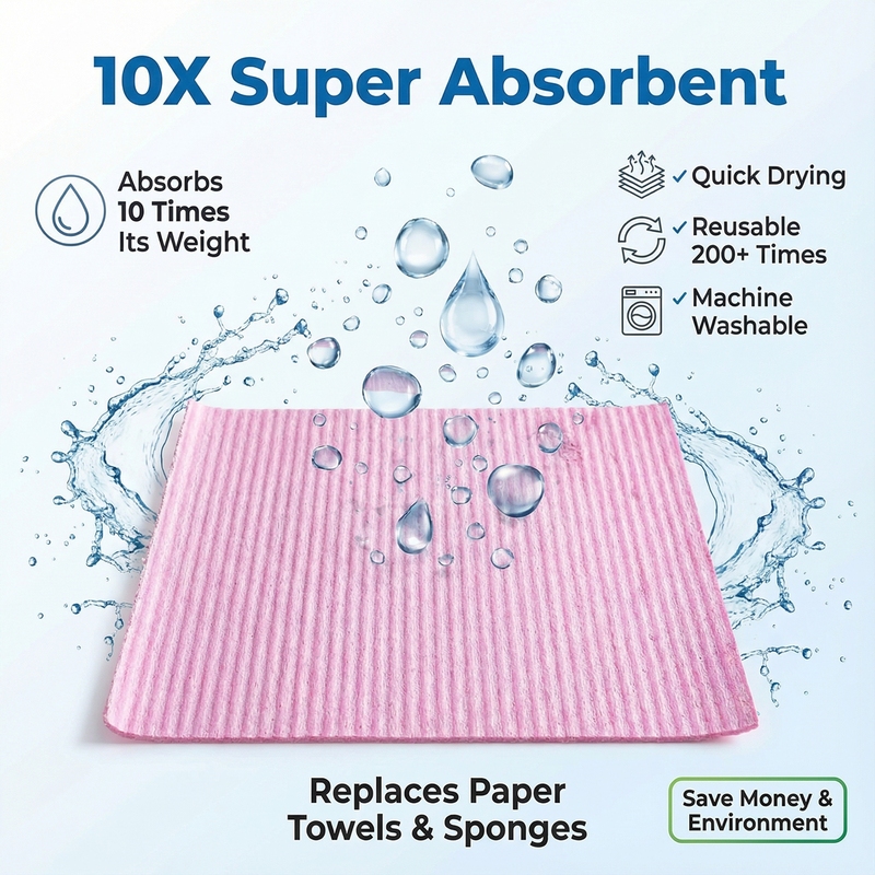 Thick Durable Cellulose Sponge Cloth Antibacterial