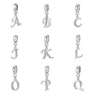 S925 sterling silver iniziale A-Z ciondola zircone 26 lettera di fascino del pendente di alfabeto Inglese branelli di fascino per il braccialetto <span class=keywords><strong>e</strong></span> la <span class=keywords><strong>collana</strong></span> - Product Image 6