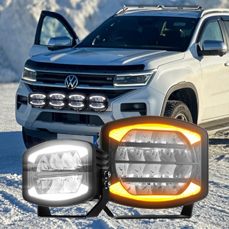 AUXBEAM 7 Inch 300W LED Work Light Bar – Amber/White Strobe – Spot Beam – IP68 – 5 Yr Warranty - View #3