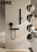 Nouvel Arrivage Ensemble de Douche Thermostatique Noir Oire pour Salle de Bain avec Barre Coulissante et Fonction Pluie