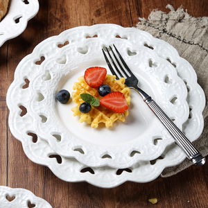 NOUVEAU <span class=keywords><strong>Assiette</strong></span> <span class=keywords><strong>creuse</strong></span> en céramique gaufrée Petit-déjeuner Pâtes Dessert Pain Salade Fruits Plateau de service <span class=keywords><strong>Assiette</strong></span> latérale Vaisselle de restaurant - Product Image 1
