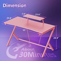 Bureau d'ordinateur de jeu rose avec support d'écran, vente en gros d'usine à prix abordable, bureau de jeu avec porte-gobelet