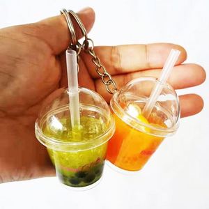 Wholesale High Quality Harmless Custom Clean Acrylic Charm Boba Milk Tea Keychain Solid - Product Image 5