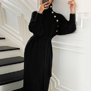 <span class=keywords><strong>Vestito</strong></span> da <span class=keywords><strong>donna</strong></span> autunno/inverno nuovo stile francese maglione abito a maglia lungo per le donne - Product Image 3