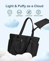 Sac fourre-tout en nylon matelassé grande capacité personnalisé pour femmes avec fermeture éclair, porte-gobelet et compartiment pour ordinateur portable