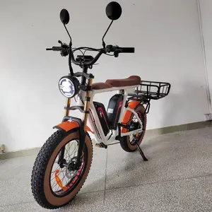 Bicicleta eléctrica de neumático ancho, 1000W, 44Ah48V, freno de aceite, suspensión completa, batería Dual de largo alcance