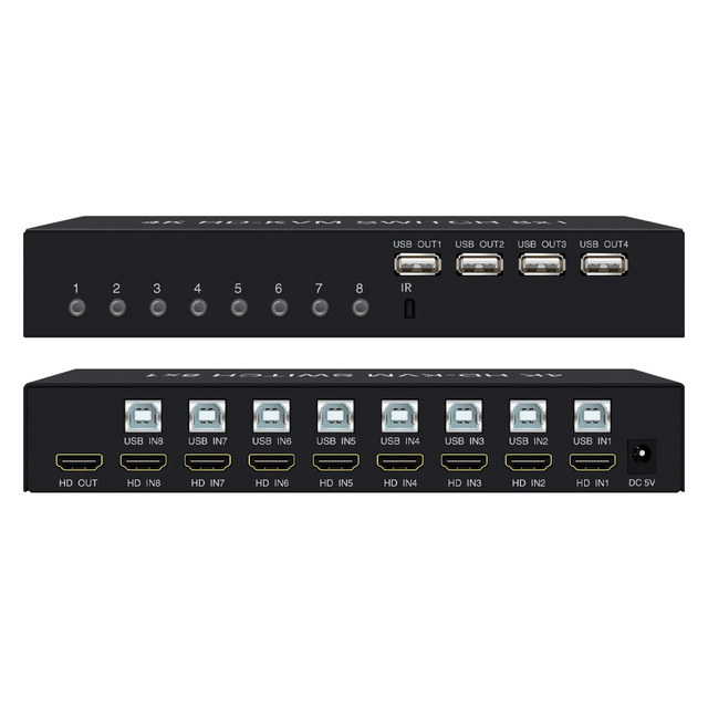 4K hdmi Kvm Switch 8input 1output 4K 30Hz Automatic Switching Kvm 8port USB 2.0