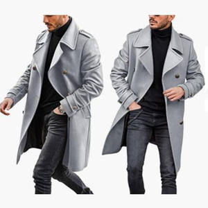 Venta caliente moda invierno nuevo producto chaqueta de hombre de manga larga bolsillo Chaqueta larga invierno Delgado gabardina chaqueta cálida abrigo - Product Image 5
