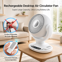 Ventilateur de bureau avec télécommande, oscillant, rechargeable, portable, pour camping-car, avec lumière LED, affichage numérique, faible bruit