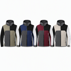 Men's 3-Layer Seam-Sealed Waterproof Softshell Hooded Jacket Color Block Loose Fit Outdoor Windbreaker - Product Image 5