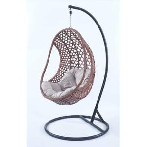 Ventas calientes Popular <span class=keywords><strong>Ratan</strong></span> Cojín de ratán colgante Columpios de playa Luna pequeña amarilla Silla de huevo Columpio de dos asientos Premium - Product Image 5