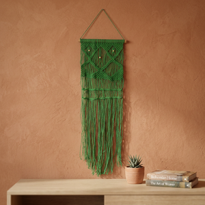 Décoration murale moderne en macramé rouge 2026, suspension en coton noué pour salon, chambre et entrée - Product Image 3