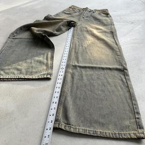 Y2K stile Vintage blu deserto sabbia lavare larghi gamba Denim Jeans Grunge Super malato unico lavaggio uomo Blue Jeans marrone chiaro - Product Image 4