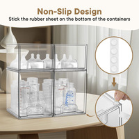 Tiroirs de rangement modulaires transparents pour biberons, lot de 4 et 5, organisateur empilable pour accessoires d'alimentation, sucettes, produits de soin et cosmétiques, pour comptoir