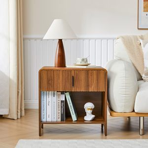 <span class=keywords><strong>Table</strong></span> de chevet Mid-Century 2026, <span class=keywords><strong>table</strong></span> de chevet cannelée <span class=keywords><strong>avec</strong></span> tiroir pour chambre à coucher/salon - Product Image 3