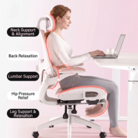 Chaise de bureau ergonomique pivotante et inclinable en maille, avec appui-tête et accoudoirs réglables, dossier haut, en acier, style contemporain, pour la maison et la chambre