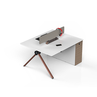 Bureau en bois 4 postes de travail Cabine de bureau moderne Poste de travail du personnel Bureau ouvert et ensemble de chaises