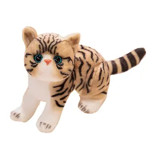 wholesale new arrival Realistic cute cat plush toy with stripe lifelike style soft cute stuffed animal cat plush toy