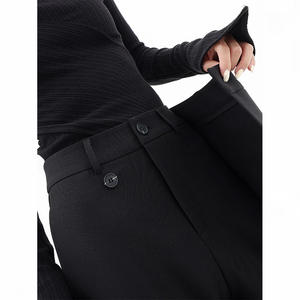 Pantalones de mujer transpirables, holgados, de sarga, casuales, de cintura media, de pierna ancha, con frente plano, diseño único, personalizados, de fábrica directa auditada por Sedex y BSCI - Product Image 5