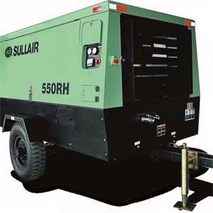 <span class=keywords><strong>Compresseur</strong></span> d'air portable à vis diesel refroidi par air <span class=keywords><strong>Sullair</strong></span> 550RH avec moteur Cummins et roues pour la construction minière et le forage - Product Image 2