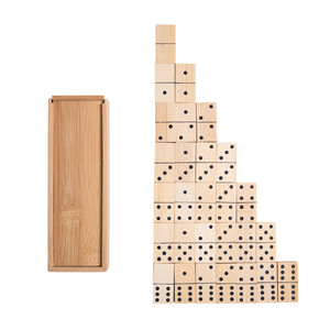 Precio de fábrica Venta caliente Popular Domino Party Toy Domino Kids Juego de mesa Bloques de construcción de madera Juguete con caja de Bambú - Product Image 5