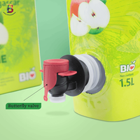 Personnalisé 750ml 1L, 1.5L,2L,3L,5L Double Fond Stand Up Pouch avec Poignée Trou et Robinet Stand Up Pouch pour Boissons
