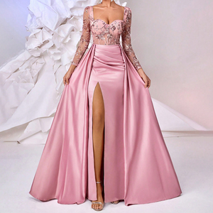 Vestido <span class=keywords><strong>de</strong></span> lentejuelas encantador, elegante y lujoso, vestido <span class=keywords><strong>de</strong></span> cola <span class=keywords><strong>de</strong></span> pez ajustado <span class=keywords><strong>de</strong></span> manga larga <span class=keywords><strong>de</strong></span> satén, vestido <span class=keywords><strong>de</strong></span> <span class=keywords><strong>noche</strong></span> formal <span class=keywords><strong>de</strong></span> sirena - Product Image 5