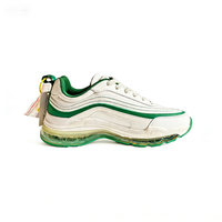 Zapatillas Deportivas Unisex Blancas y Verdes con Suela de Aire Completa, Zapatillas Retro Acolchadas para Correr, Cómodas, Transpirables y Casuales