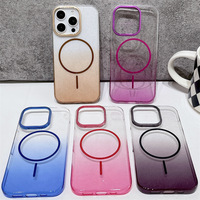 Étui magnétique antichoc de luxe à paillettes transparentes pour iPhone 16 Pro Couverture scintillante Bling pour femmes pour iPhone 17 16 15