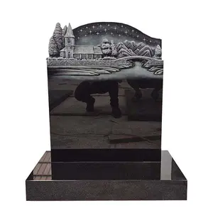 Factory direct supply customizable Indian Black Granite Monument with Antique House Design