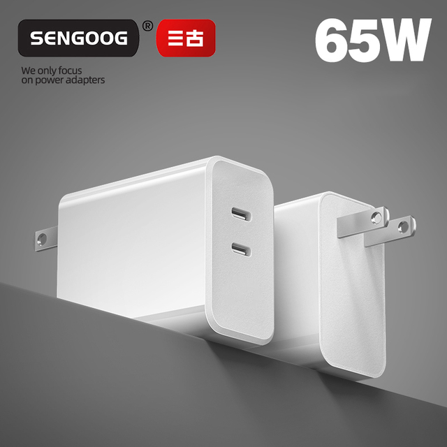 SENGOOG 65W US Portable Fast Charging Wall Charger with OTP Protection EU/US Plug C+C Adapter Laptop Use 2-Year Warranty