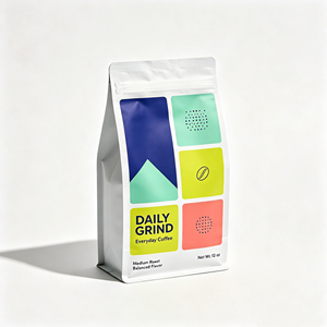 Sachet de café à fond plat en feuille épaisse résistant au gel pour stockage à froid des grains de café, produit avec logos de marque personnalisés - Product Image 2